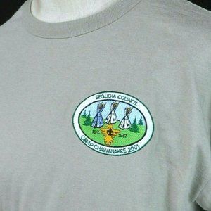 Boy Scouts Camp Chawanakee L Sewn Vintage T-shirt Large Shaver Lake 2001 Sequoia